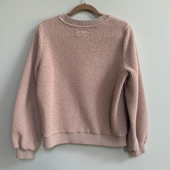 Abercrombie & Fitch Sherpa Sweatshirt Womens L Pale Pink Cozy Deep Pile Pullover - Picture 5 of 7